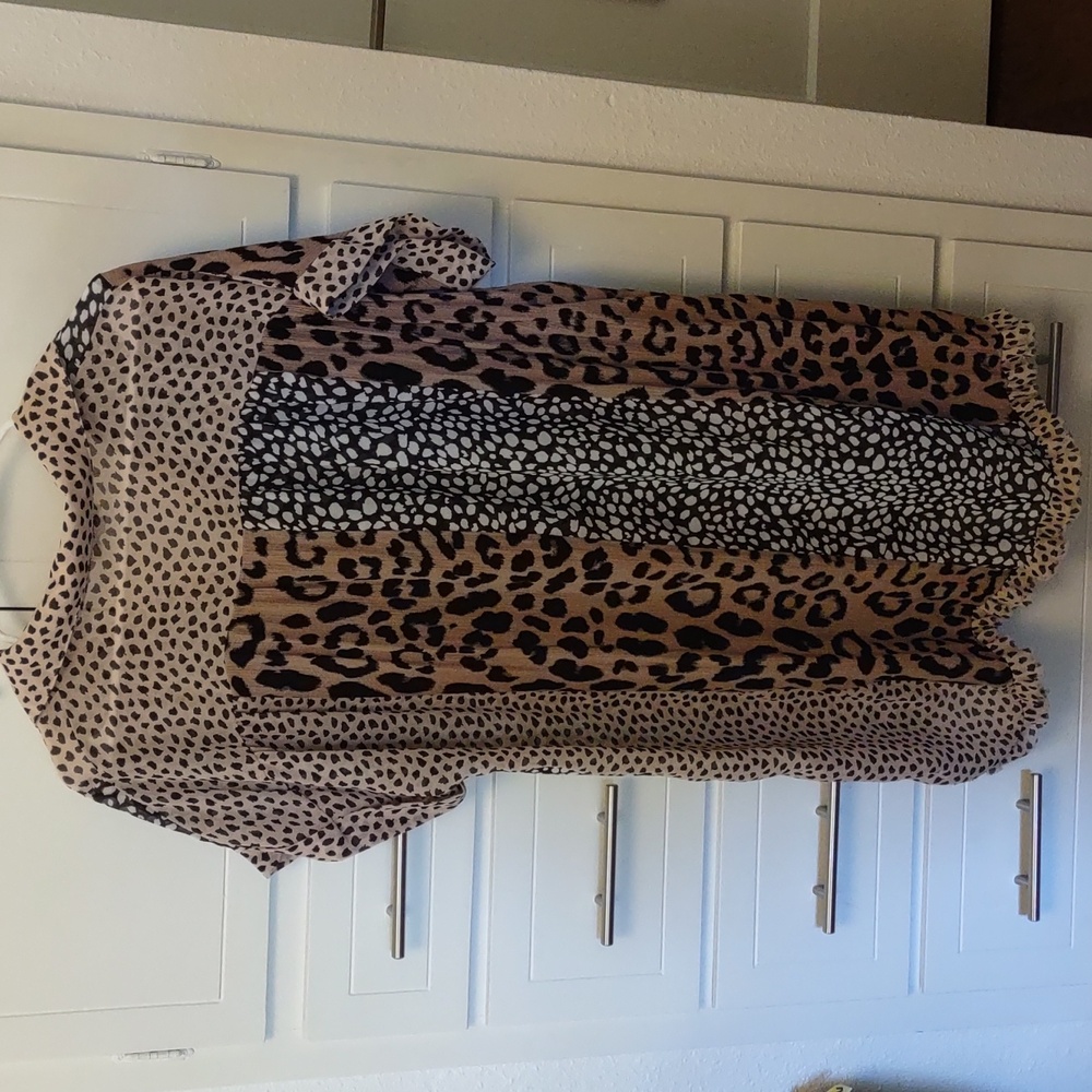 Umgee Leopard Patchwork Button Down Dress - Picture 5 of 5